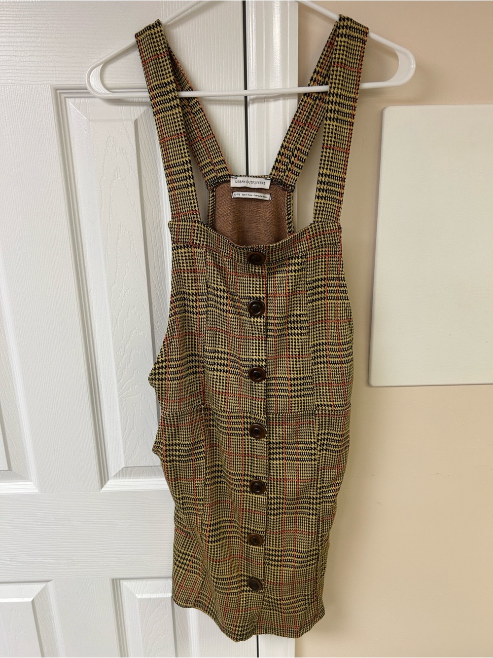 Urban Outfitters Joey Plaid Button-Down Skirtall Overall Mini Dress